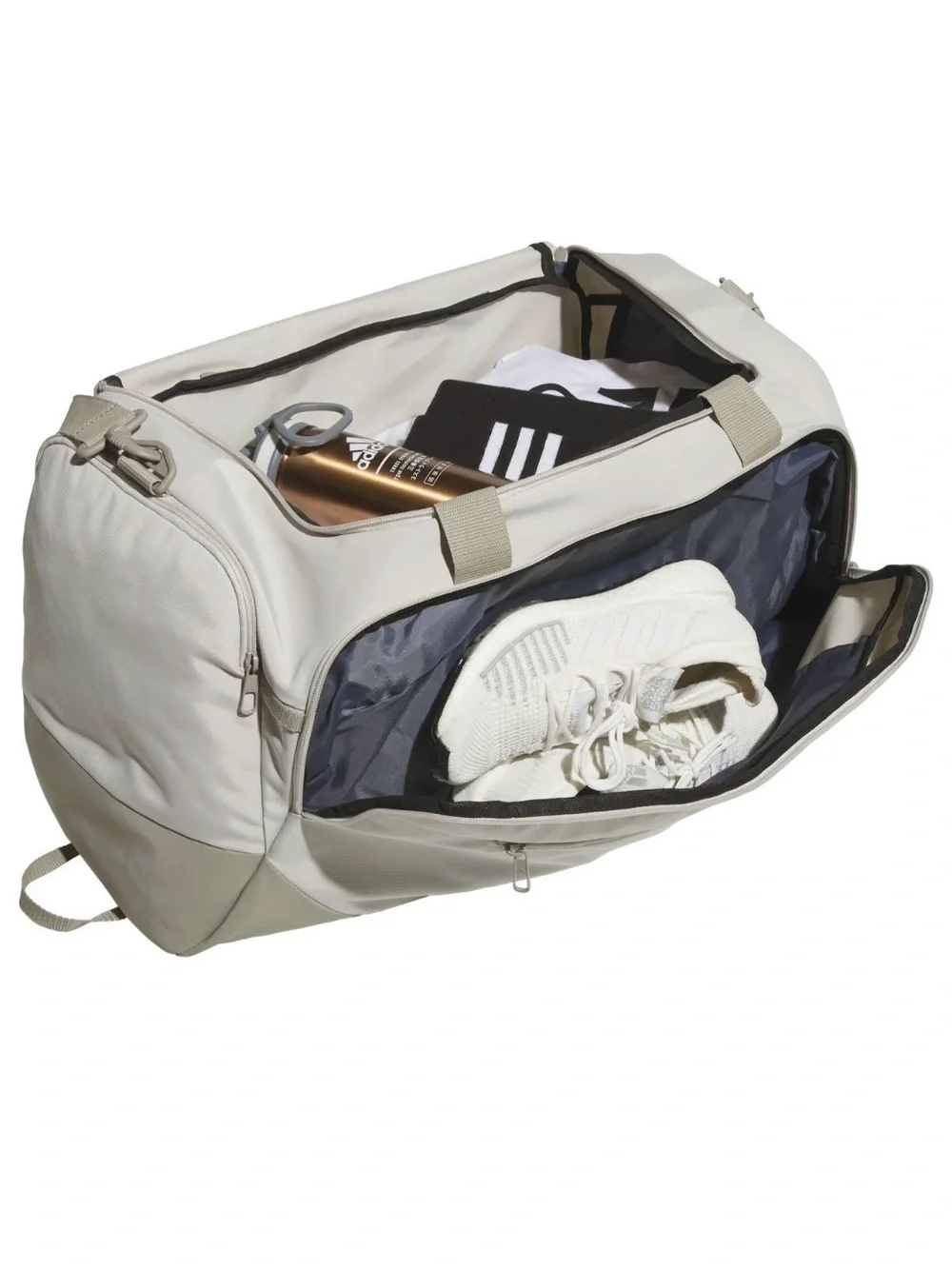 Adidas Medium Tan Beige Unisex Duffel Bag for Gym Sports Travel School NEW